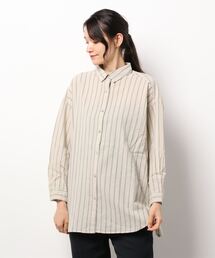 Samansa Mos2 | ストライプシャツチュニック(シャツ/ブラウス)