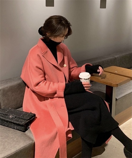 FREE STYLISTS（フリー スタイリスト）の「タートルネック　バックスリットニットワンピース（ワンピース・レディース・グリーン/グレー/レッド/ピンク/ブラック・FREE）」の11枚目の写真