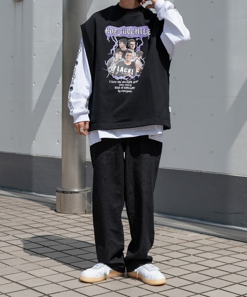 Perushu（ペルーシュ）の「ユーズドライクロックスウェットベスト（その他トップス・メンズ・ライトグレー/ブラック/グリーン・MEDIUM/LARGE）」の4枚目の写真