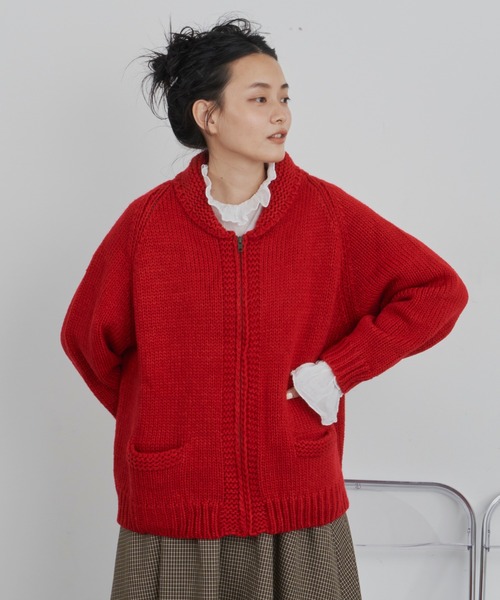 Libra Cue(リブラ キュー)の「カウチンカーディガン(カーディガン/ボレロ・レディース・ネイビー/アイボリー/レッド・FREE)」の3枚目の写真