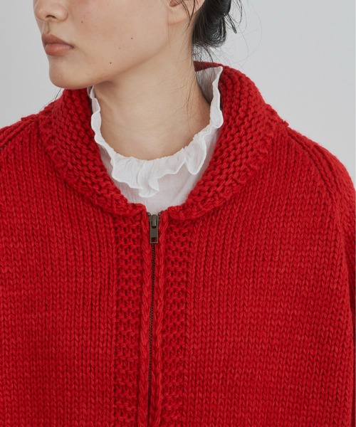 Libra Cue(リブラ キュー)の「カウチンカーディガン(カーディガン/ボレロ・レディース・ネイビー/アイボリー/レッド・FREE)」の7枚目の写真