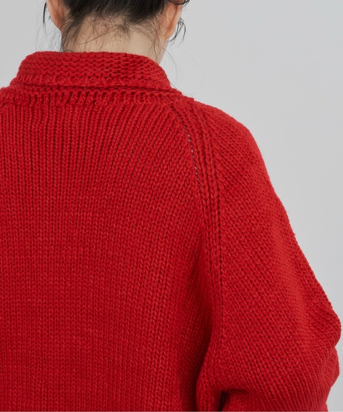 Libra Cue(リブラ キュー)の「カウチンカーディガン(カーディガン/ボレロ・レディース・ネイビー/アイボリー/レッド・FREE)」の11枚目の写真