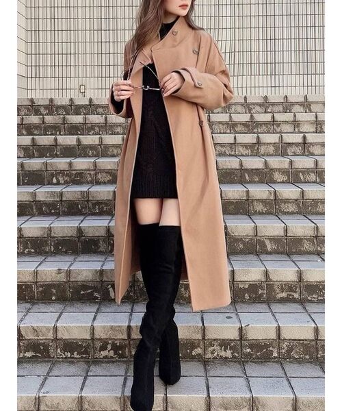 RESEXXY（リゼクシー）の「スタンドカラーコート（その他アウター・レディース・ブラック/ブルー/ベージュ/キャメル・FREE）」の4枚目の写真