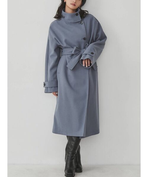 RESEXXY（リゼクシー）の「スタンドカラーコート（その他アウター・レディース・ブラック/ブルー/ベージュ/キャメル・FREE）」の3枚目の写真