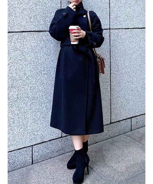 RESEXXY（リゼクシー）の「スタンドカラーコート（その他アウター・レディース・ブラック/ブルー/ベージュ/キャメル・FREE）」の2枚目の写真