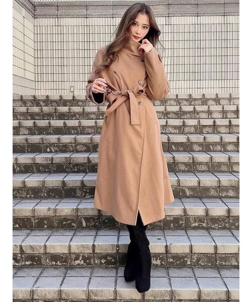 RESEXXY（リゼクシー）の「スタンドカラーコート（その他アウター・レディース・ブラック/ブルー/ベージュ/キャメル・FREE）」の5枚目の写真