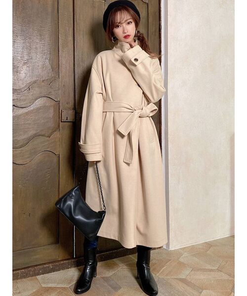 RESEXXY（リゼクシー）の「スタンドカラーコート（その他アウター・レディース・ブラック/ブルー/ベージュ/キャメル・FREE）」の7枚目の写真