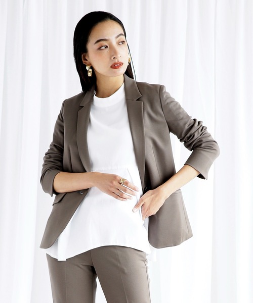 WHITE JOOLA（ホワイトジョーラ）の「【SOFT THERMO　発熱・保温・ソフトタッチ！シワになりにくい♪冬のスーツはコレ♪】サーモカルゼジャージ・2wayストレッチ テーラードジャケット（前裏付き）（テーラードジャケット・レディース・ブラウン/カーキ/ネイビー・7号/9号/11号）」の6枚目の写真