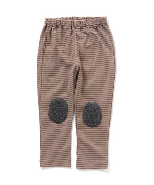 apres les cours(アプレレクール)の「膝パッチボーダーレギンス 10分丈(レギンス/スパッツ・キッズ・アイボリー/レンガ/ドット/チャコール・80/70/100/110/120/90)」の1枚目の写真