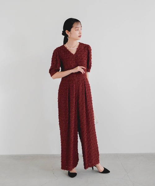 kaene（カエン）の「ジャガードオールインワン（パンツドレス・レディース・ブラック/ブラウン/ピンク・38/36/34）」の9枚目の写真