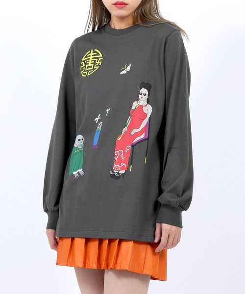 PUNYUS（プニュズ）の「MELLOWロンＴ（Tシャツ/カットソー・レディース・ワイン/ダークグリーン/スミクロ・1/4/3/2）」の2枚目の写真