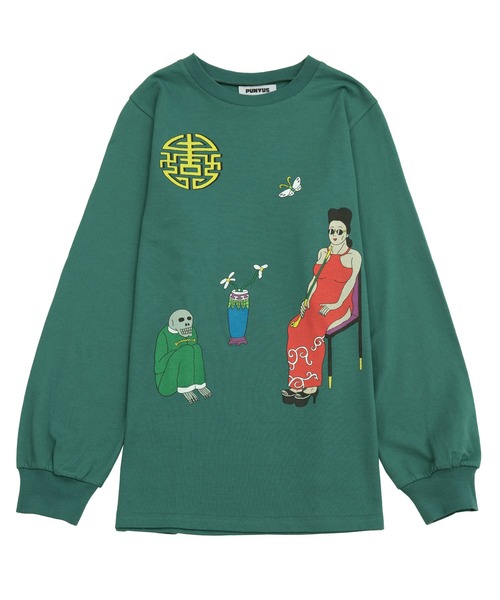 PUNYUS（プニュズ）の「MELLOWロンＴ（Tシャツ/カットソー・レディース・ワイン/ダークグリーン/スミクロ・1/4/3/2）」の16枚目の写真