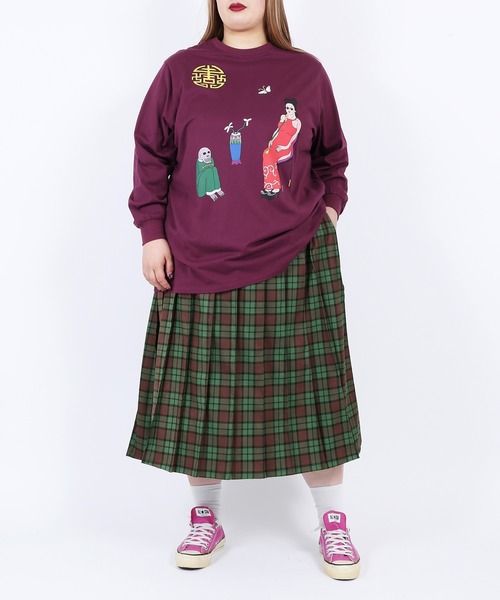 PUNYUS（プニュズ）の「MELLOWロンＴ（Tシャツ/カットソー・レディース・ワイン/ダークグリーン/スミクロ・1/4/3/2）」の5枚目の写真