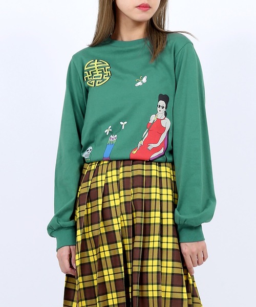 PUNYUS（プニュズ）の「MELLOWロンＴ（Tシャツ/カットソー・レディース・ワイン/ダークグリーン/スミクロ・1/4/3/2）」の18枚目の写真