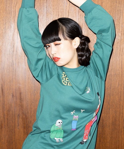 PUNYUS（プニュズ）の「MELLOWロンＴ（Tシャツ/カットソー・レディース・ワイン/ダークグリーン/スミクロ・1/4/3/2）」の9枚目の写真