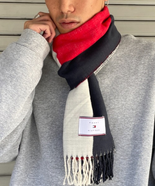 セール Tommy Hilfiger トミーヒルフィガー メンズ マフラー ロゴ Oversized Flag Yarn Dye Scarf オーバーサイズ フラッグ ヤーン ダイ スカーフ マフラー Tommy Hilfiger トミーヒルフィガー のファッション通販 Zozotown