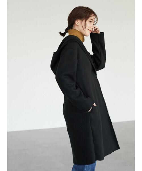 Green Parks(グリーンパークス)の「フード付ボアコーディガン*(その他アウター・レディース・ブラック/グレー/カーキ/グレイッシュベージュ・FREE)」の6枚目の写真