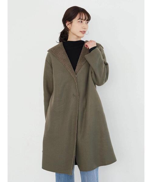 Green Parks(グリーンパークス)の「フード付ボアコーディガン*(その他アウター・レディース・ブラック/グレー/カーキ/グレイッシュベージュ・FREE)」の8枚目の写真