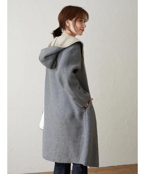 Green Parks(グリーンパークス)の「フード付ボアコーディガン*(その他アウター・レディース・ブラック/グレー/カーキ/グレイッシュベージュ・FREE)」の9枚目の写真