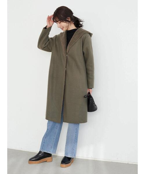 Green Parks(グリーンパークス)の「フード付ボアコーディガン*(その他アウター・レディース・ブラック/グレー/カーキ/グレイッシュベージュ・FREE)」の21枚目の写真