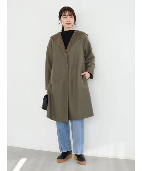 Green Parks(グリーンパークス)の「フード付ボアコーディガン*(その他アウター・レディース・ブラック/グレー/カーキ/グレイッシュベージュ・FREE)」の22枚目の写真