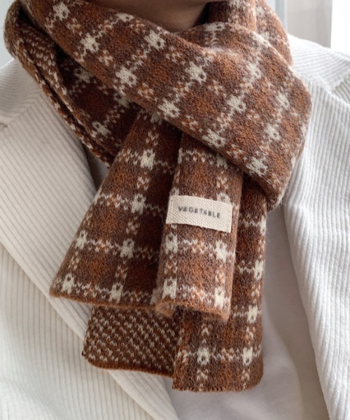 MGV（エムジーヴィー）の「ハウンドトゥースチェックマフラー（マフラー・メンズ・ブラウン/レッド/ブルー・FREE）」の5枚目の写真