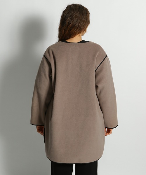 niko and...（ニコアンド）の「マルチWAYメルトンコート（ノーカラーコート・レディース・ブラック/アイボリー/モカ・MEDIUM/LARGE）」の7枚目の写真