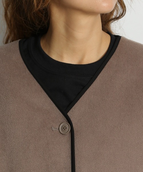 niko and...（ニコアンド）の「マルチWAYメルトンコート（ノーカラーコート・レディース・ブラック/アイボリー/モカ・MEDIUM/LARGE）」の8枚目の写真