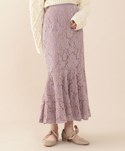 DEICY（デイシー）の「ブラッシュドレーススカート（スカート・レディース・アイボリー/ブラック/ラベンダー・0/1）」の3枚目の写真