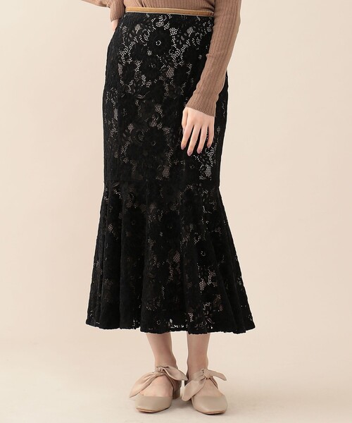 DEICY（デイシー）の「ブラッシュドレーススカート（スカート・レディース・アイボリー/ブラック/ラベンダー・0/1）」の2枚目の写真