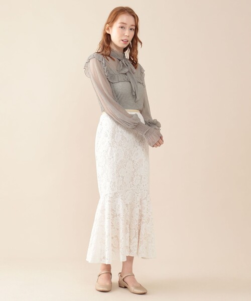 DEICY（デイシー）の「ブラッシュドレーススカート（スカート・レディース・アイボリー/ブラック/ラベンダー・0/1）」の9枚目の写真