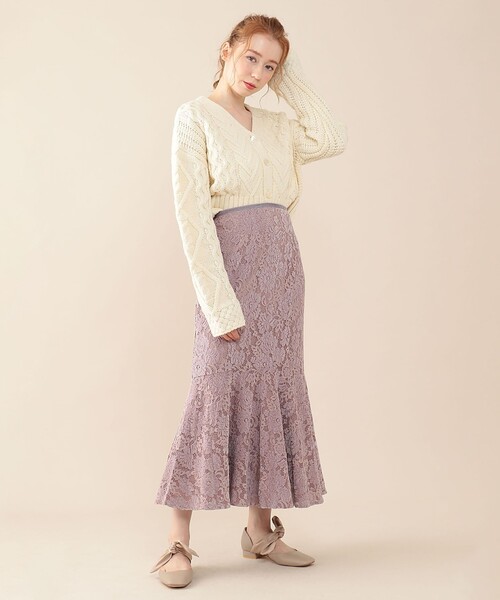 DEICY（デイシー）の「ブラッシュドレーススカート（スカート・レディース・アイボリー/ブラック/ラベンダー・0/1）」の16枚目の写真