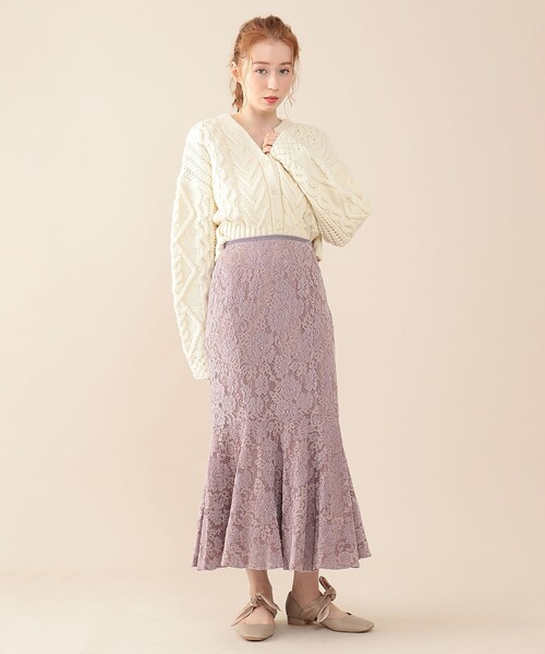 DEICY（デイシー）の「ブラッシュドレーススカート（スカート・レディース・アイボリー/ブラック/ラベンダー・0/1）」の18枚目の写真