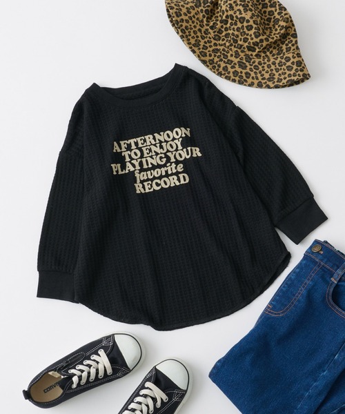 CIAOPANIC TYPY（チャオパニックティピー）の「【KIDS】ビックワッフルプリントプルオーバー（Tシャツ/カットソー・キッズ・ブラック/オフホワイト/グリーン・SMALL/MEDIUM/LARGE/X-LARGE/XX-LARGE）」の4枚目の写真