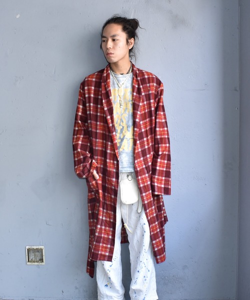 70's vintage VARDON チェック　ネル ローブ　ガウン ヴィンテージ古着70\u0027s VARDON チェック柄 ネル ローブ