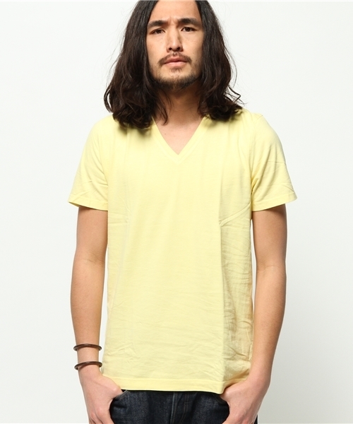 three dots（スリードッツ）の「Begin 6月号掲載／Brad ブラッド / ディープVネック（Tシャツ/カットソー・メンズ・ネイビー/ホワイト/ブラック/杢グレー/ライトイエロー/ブルー/ダークグレー/ブルーグレー/オフホワイト/カリビアンブルー/ピンク系その他/ブル－グレ－・LARGE/SMALL/MEDIUM）」の11枚目の写真