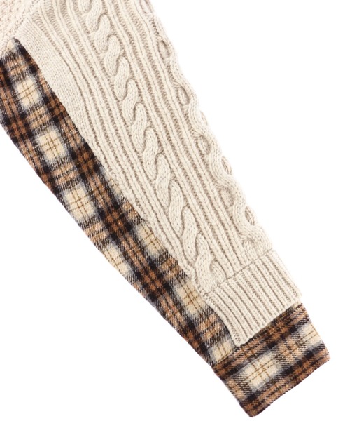 ALEXIA STAM(アリシアスタン)の「Shirt Docking Cable Knit Top/シャツドッキングケーブルニットトップ(ニット/セーター・レディース・ベージュ/グレー・FREE)」の15枚目の写真