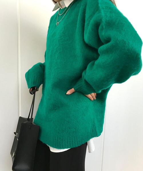 INGNI(イング)の「モヘアライククルーネックニット(ニット/セーター・レディース・イエロー/オレンジ/グリーン/ブルー/レッド・M)」の9枚目の写真