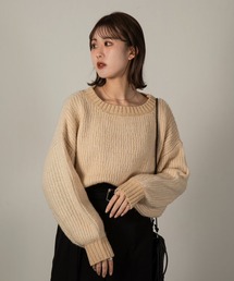 crew neck jacquard knit