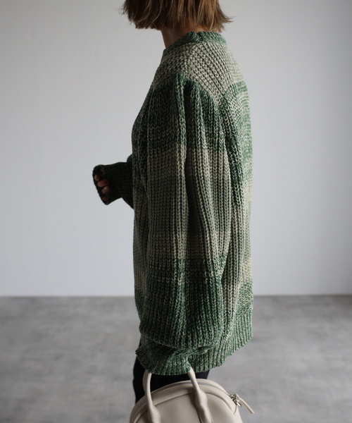 amini(アミニ)の「【2021-2022 A/W】マルチボーダーニット(ニット/セーター・レディース・グリーン系/ブルー系/イエロー系・MEDIUM)」の16枚目の写真
