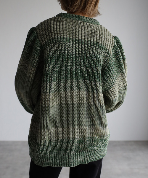amini(アミニ)の「【2021-2022 A/W】マルチボーダーニット(ニット/セーター・レディース・グリーン系/ブルー系/イエロー系・MEDIUM)」の13枚目の写真