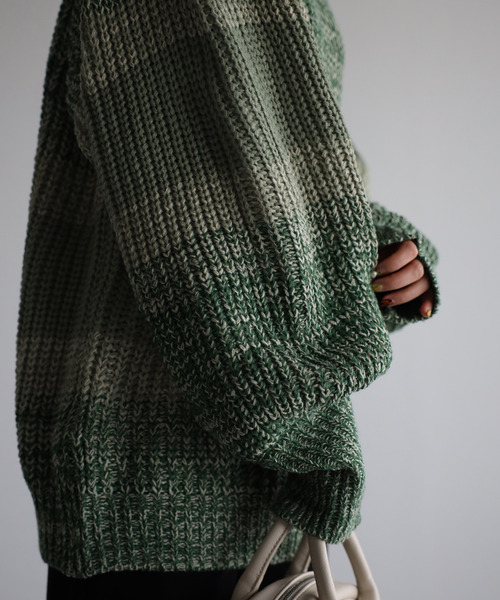 amini(アミニ)の「【2021-2022 A/W】マルチボーダーニット(ニット/セーター・レディース・グリーン系/ブルー系/イエロー系・MEDIUM)」の21枚目の写真