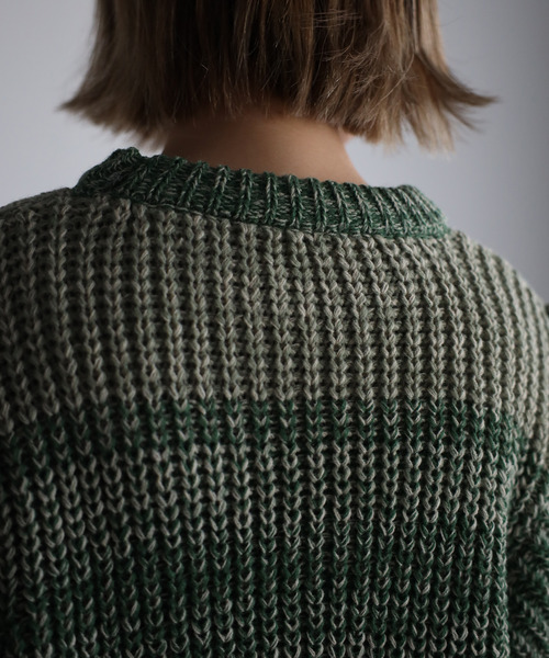 amini(アミニ)の「【2021-2022 A/W】マルチボーダーニット(ニット/セーター・レディース・グリーン系/ブルー系/イエロー系・MEDIUM)」の8枚目の写真