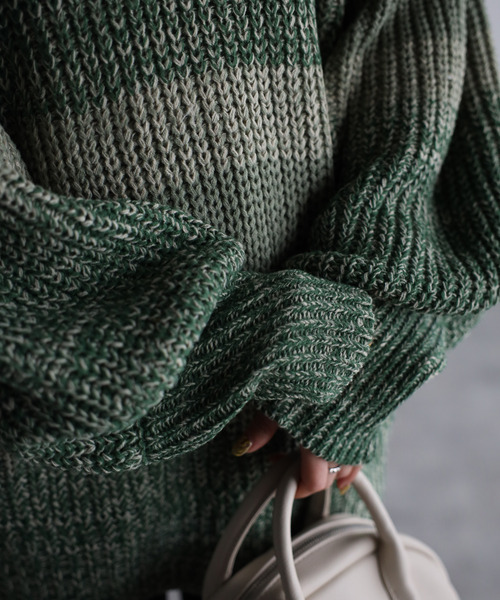 amini(アミニ)の「【2021-2022 A/W】マルチボーダーニット(ニット/セーター・レディース・グリーン系/ブルー系/イエロー系・MEDIUM)」の11枚目の写真