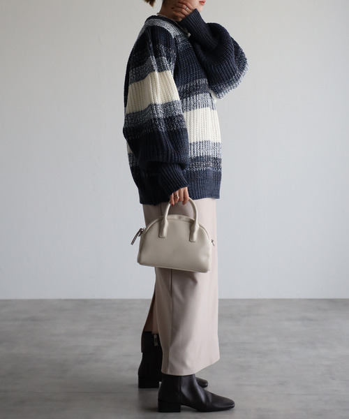 amini(アミニ)の「【2021-2022 A/W】マルチボーダーニット(ニット/セーター・レディース・グリーン系/ブルー系/イエロー系・MEDIUM)」の6枚目の写真