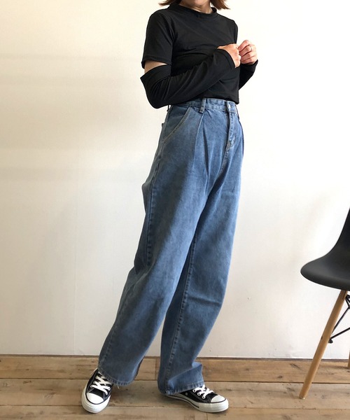 Kotoe(コトエ)の「レディース クロップド スリーブスリット カットソー 長袖 二の腕あき ヘルシー 肌見せ(Tシャツ/カットソー・レディース・ホワイト/ブラック/グレー・M/L)」の6枚目の写真