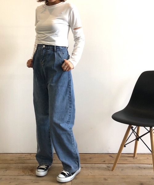 Kotoe(コトエ)の「レディース クロップド スリーブスリット カットソー 長袖 二の腕あき ヘルシー 肌見せ(Tシャツ/カットソー・レディース・ホワイト/ブラック/グレー・M/L)」の14枚目の写真