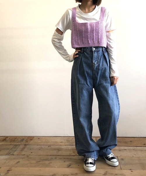 Kotoe(コトエ)の「レディース クロップド スリーブスリット カットソー 長袖 二の腕あき ヘルシー 肌見せ(Tシャツ/カットソー・レディース・ホワイト/ブラック/グレー・M/L)」の16枚目の写真