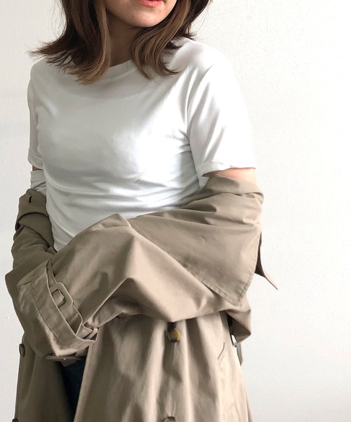 Kotoe(コトエ)の「レディース クロップド スリーブスリット カットソー 長袖 二の腕あき ヘルシー 肌見せ(Tシャツ/カットソー・レディース・ホワイト/ブラック/グレー・M/L)」の21枚目の写真
