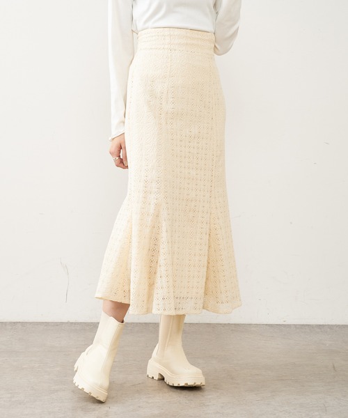 OLIVE des OLIVE（オリーブデオリーブ）の「レースマーメイドスカート（スカート・レディース・アイボリー/オフホワイト・FREE）」の12枚目の写真